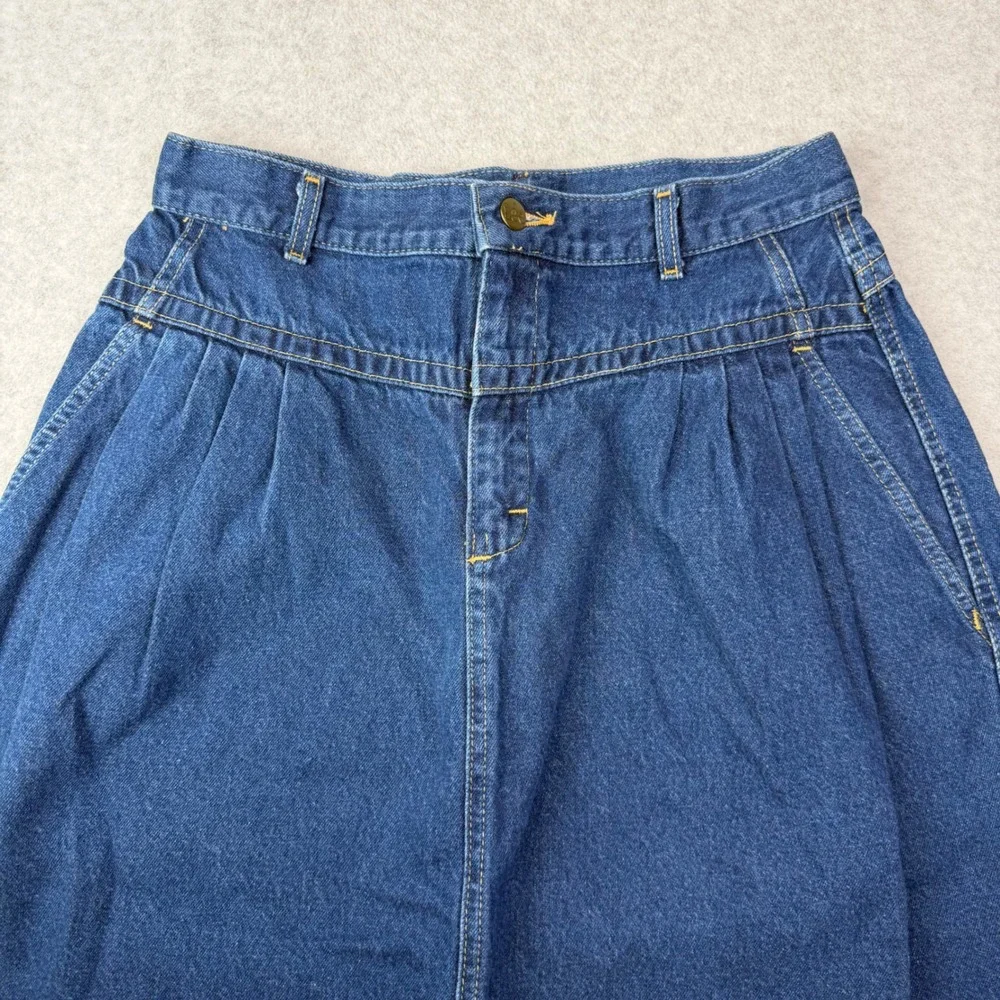 VTG Lee USA Denim Maxi Skirt High Rise Pleated Western Ranch Fits 8-10